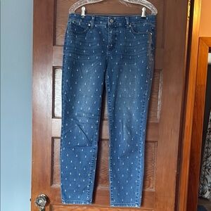 Size 8 Talbots Blue Skinny Jeans Medium-Dark Wash with Anchors